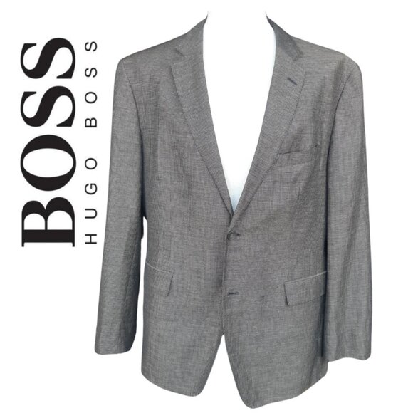 Hugo Boss 42R Linen & Wool Grey Check Sport Jacket, Dugger's of Halifax - Picture 1 of 14